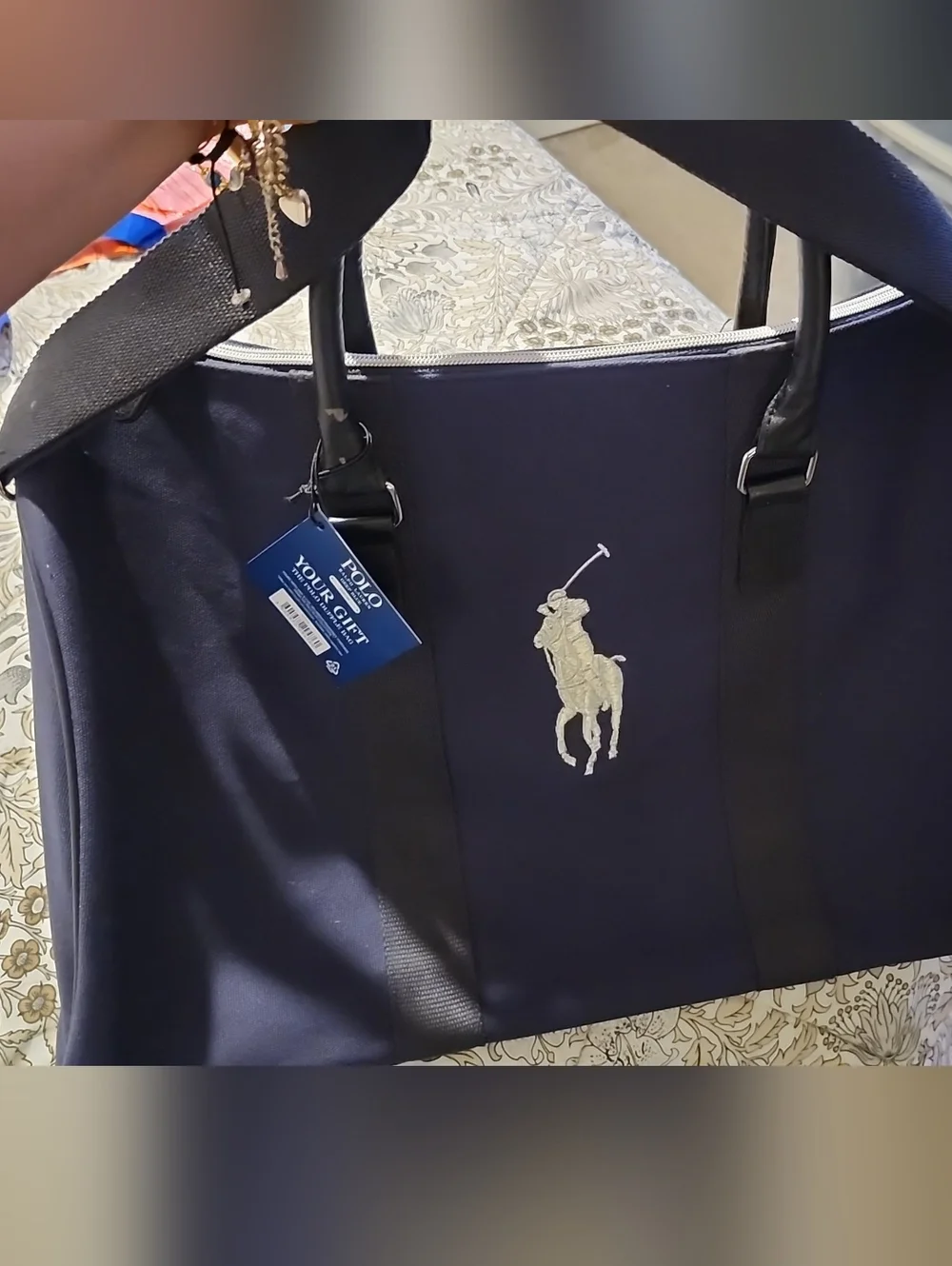 Polo by Ralph Lauren Navy Canvas Duffel with Silver Logo